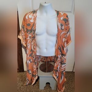 Kori Orange Floral Print Lightweight Layer